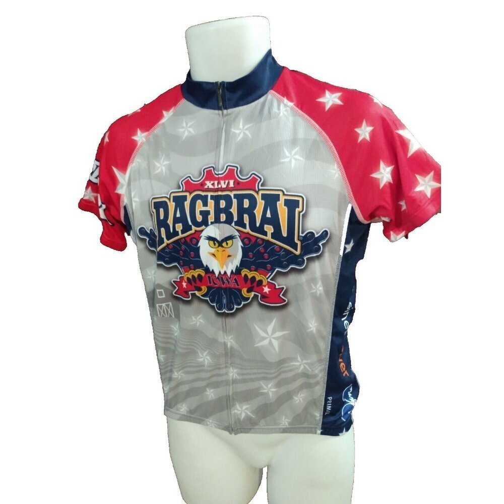 Primal Cycling Jersey Ragbrai XLVI Iowa Full Zip Eagle Men's Small